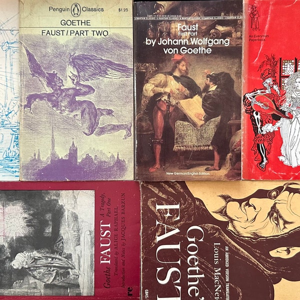 Goethe’s Faust A Tragedy in 2 Parts Vintage Translations and Editions from the 1960s to the 1980s Pick Your Book