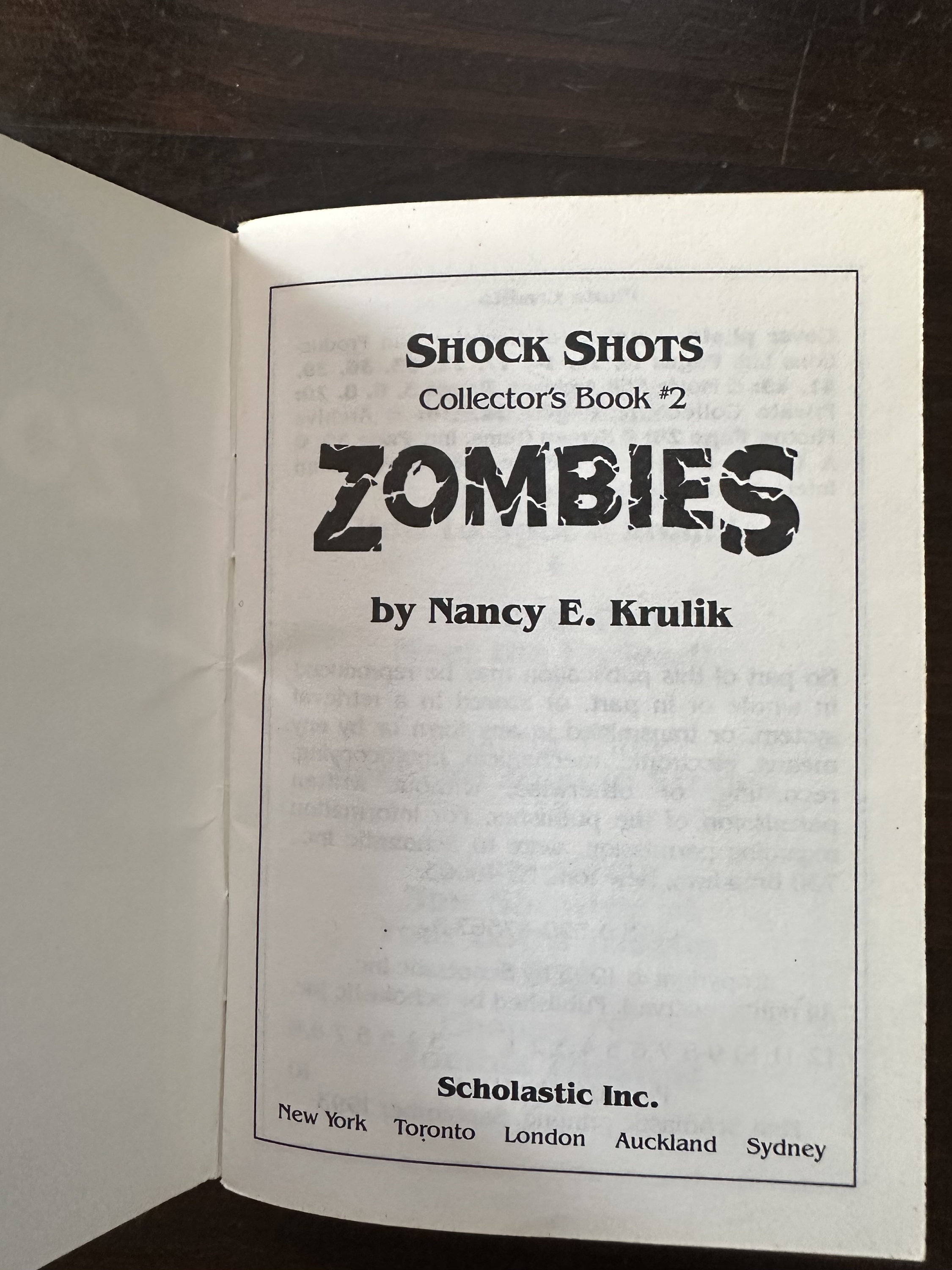 Zombies Collectors Book 2 Scholastic Shock Shots Vintage Zombie