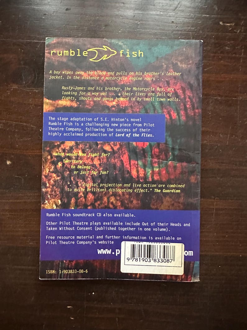 Rumble Fish by SE Hinton the Stage Play Script Adapted by Marcus Romer ...