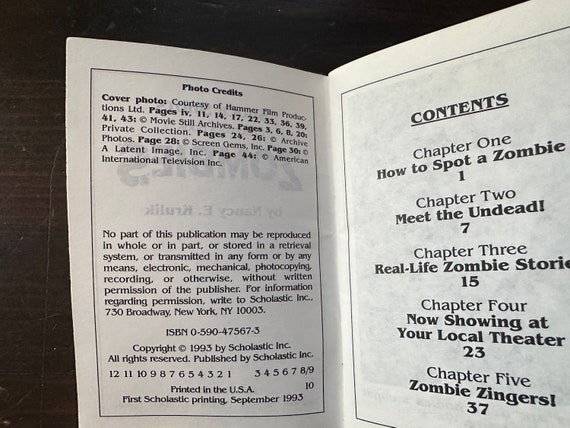 Zombies Collectors Book 2 Scholastic Shock Shots Vintage Zombie