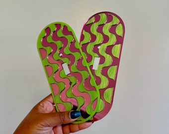Mirrored geometric pattern light switch cover/light switch plate