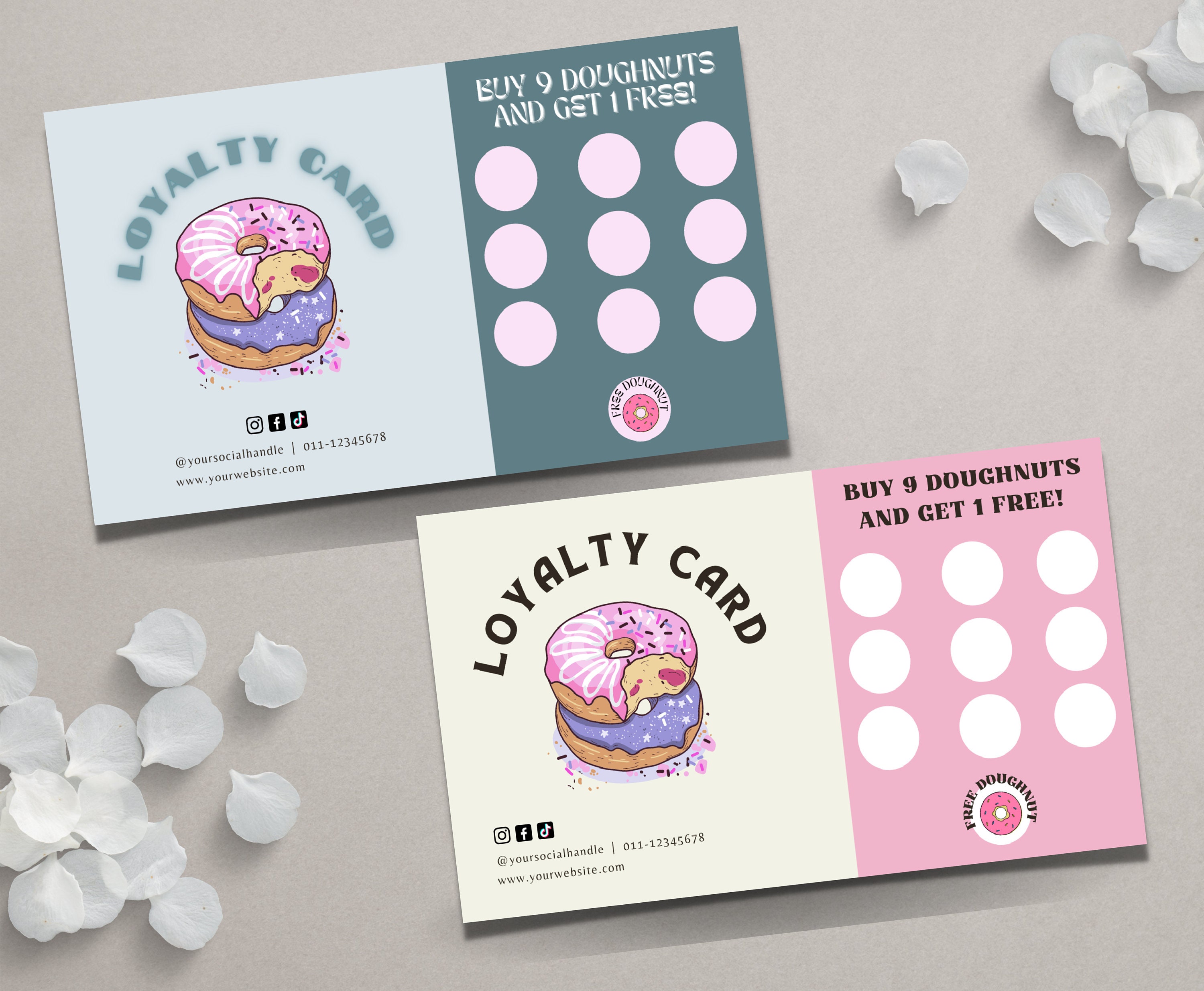 Editable and Printable Doughnut Bakery Loyalty Card Template Etsy Canada