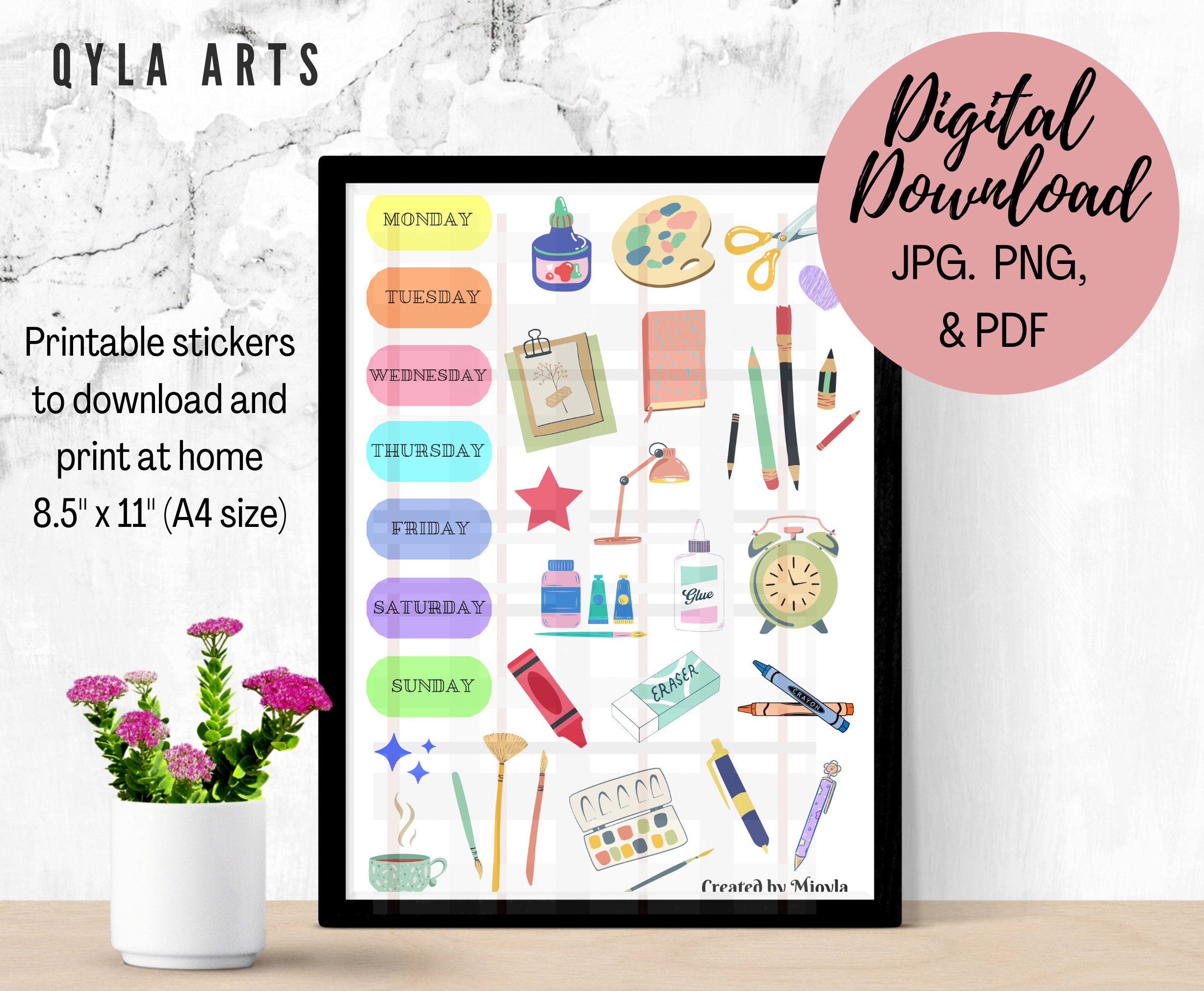 Days of the week stickers Stationery stickers School | Etsy