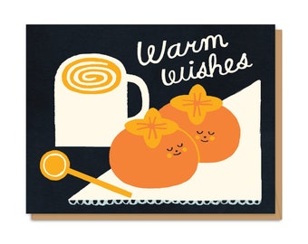 Warm Wishes Persimmon Winter Greeting Card