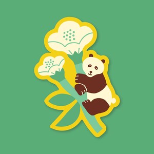 Tea Flower Panda Vinyl Sticker