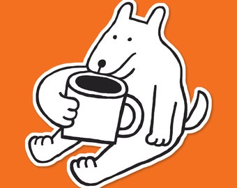 Coffee Dog Vinyl Sticker