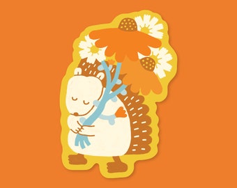 Flower Hedgehog Vinyl Sticker