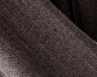 Yak Wool Herringbone Tweed Fabric by the yard: Brown, 58" Wide, 373 GSM