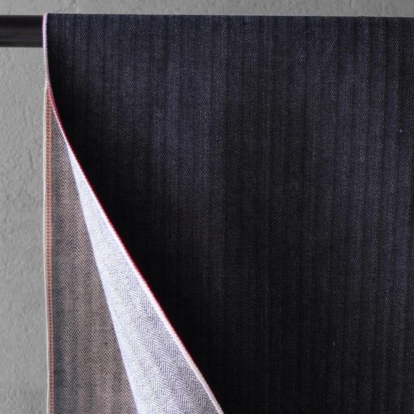 Raw Indigo Herringbone Selvedge Denim Fabric | 33″ Wide | 396 GSM