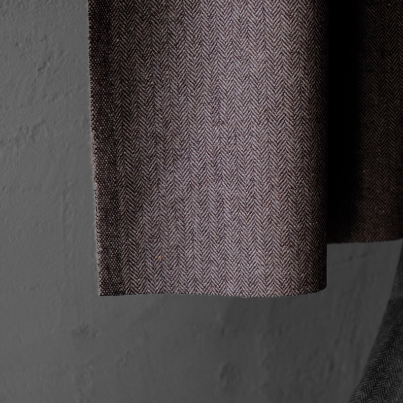 Yak Wool Herringbone Tweed Fabric by the yard: Brown, 58" Wide, 373 GSM image 4