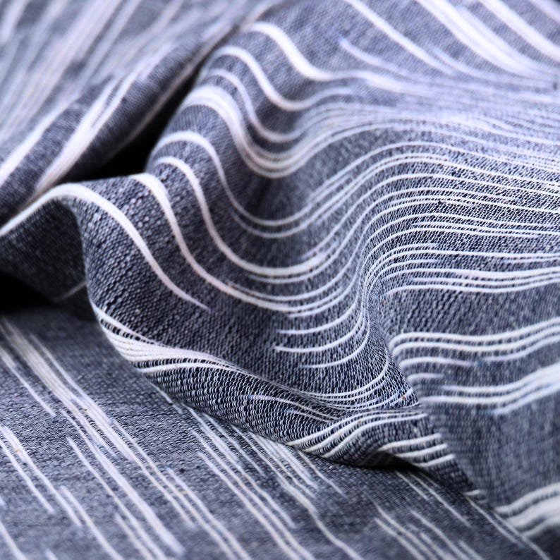 Indigo Handwoven Kasuri Fabric, 45" Wide, 300 GSM image 11