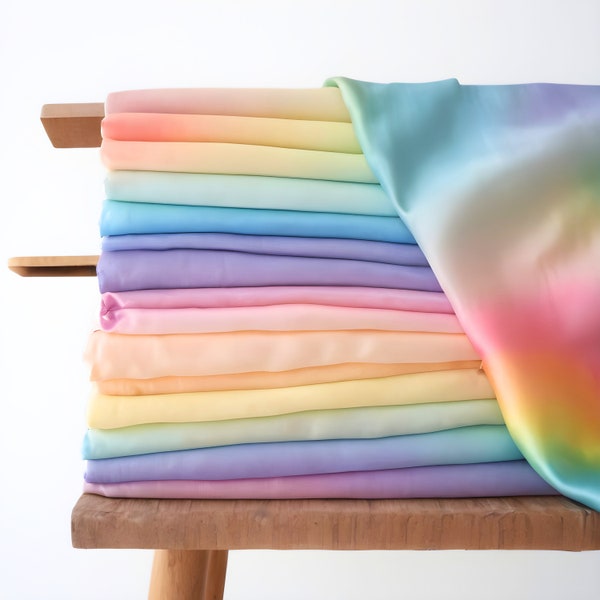 Tie-dye arc-en-ciel sur tissu de soie Mulberry Ghazi par mètre, 44" pouces de large, 110 GSM