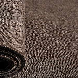 Yak Wool Herringbone Tweed Fabric: Brown, 58&quot; Wide, 373 GSM