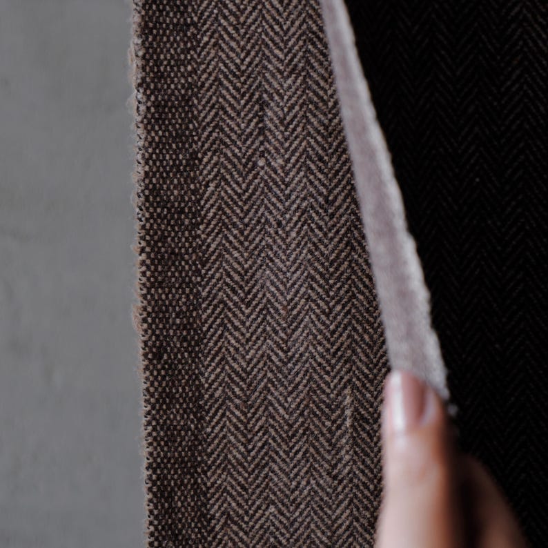 Yak Wool Herringbone Tweed Fabric by the yard: Brown, 58" Wide, 373 GSM image 11