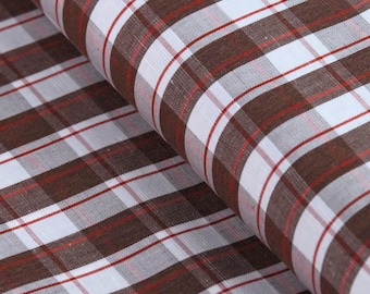 Cotton-Linen Gingham Checks Fabric by the yard | 210 GSM | 54” Wide