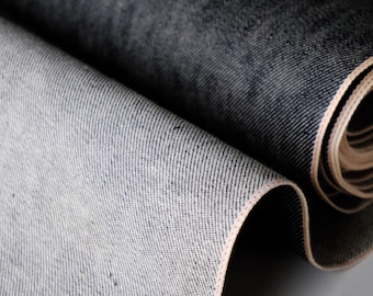 Jet Black & Black Raw Selvedge Denim Fabric - 33" Wide, 390 GSM (12.5 oz)