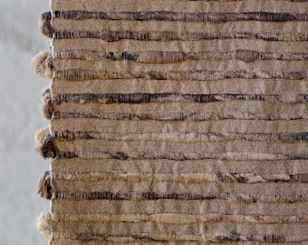 Undyed Tussar Silk Noil Striped Fabric | 280 GSM | 44” Wide