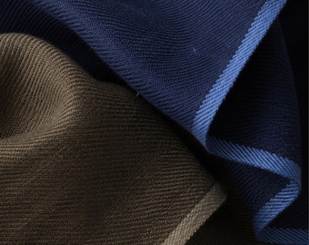 Military Green & Indigo Merino Wool - Linen Fabric | 54” Wide | 220 GSM