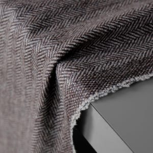 Yak Wool Herringbone Tweed Fabric by the yard: Brown, 58" Wide, 373 GSM image 10