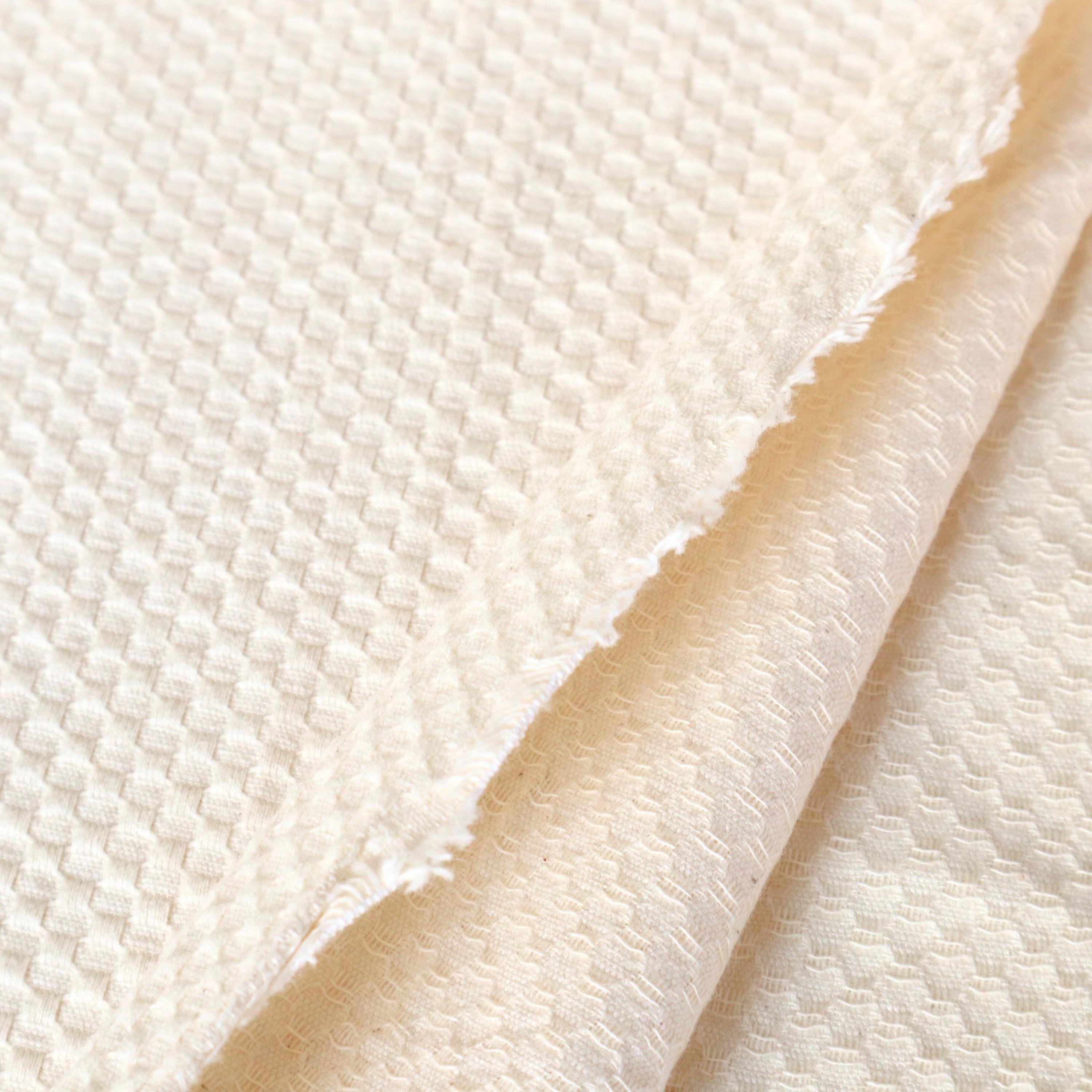 Pure Cotton Honeycomb Dobby Fabric, Greige, 45 Inches Wide