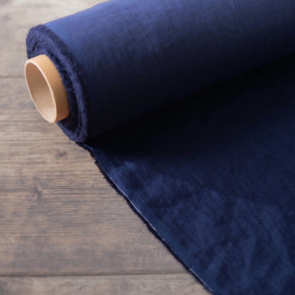 Pure Indigo Linen Fabric by the yard, 175 GSM, 60" inches wide