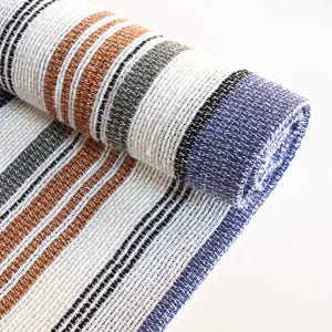 Handwoven Striped Hemp fabric by the yard, 56 inches wide, 40s slub, 250 GSM