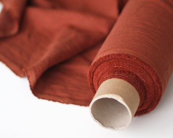 Rust Orange/Brick Red Linen Fabric by the yard, 58" inches wide, 40s lea, 140 GSM