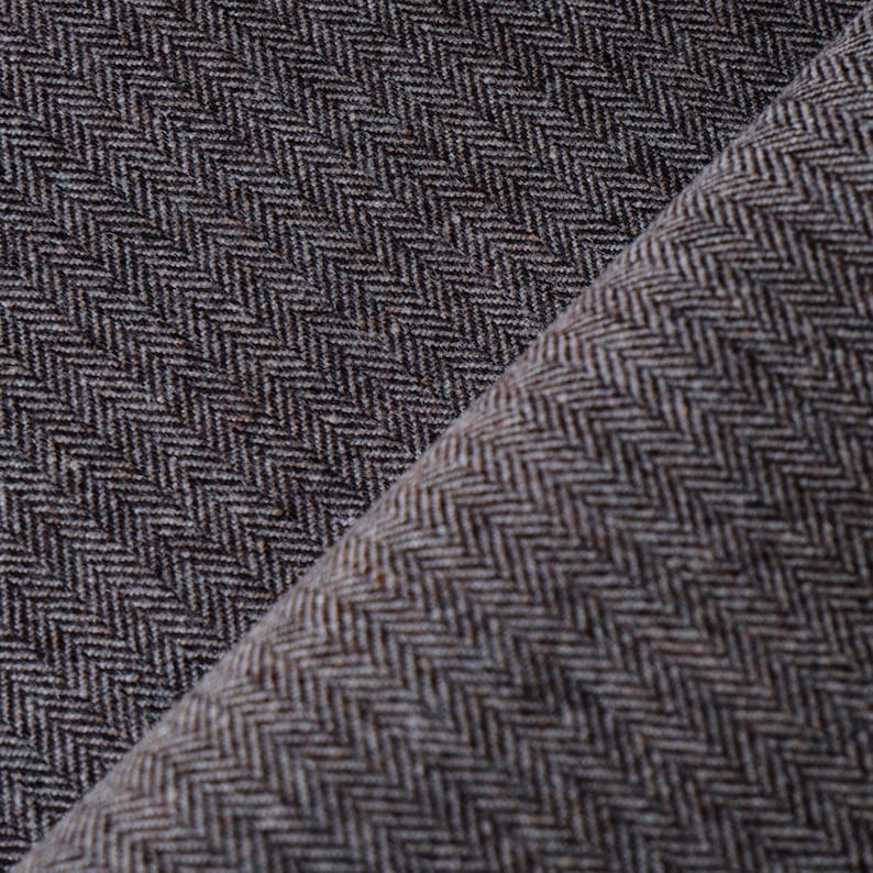 Yak Wool Herringbone Tweed Fabric by the yard: Brown, 58" Wide, 373 GSM image 3
