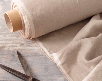 Light Brown Linen Fabric by the yard, 58" inches wide, 40s lea, 140 GSM