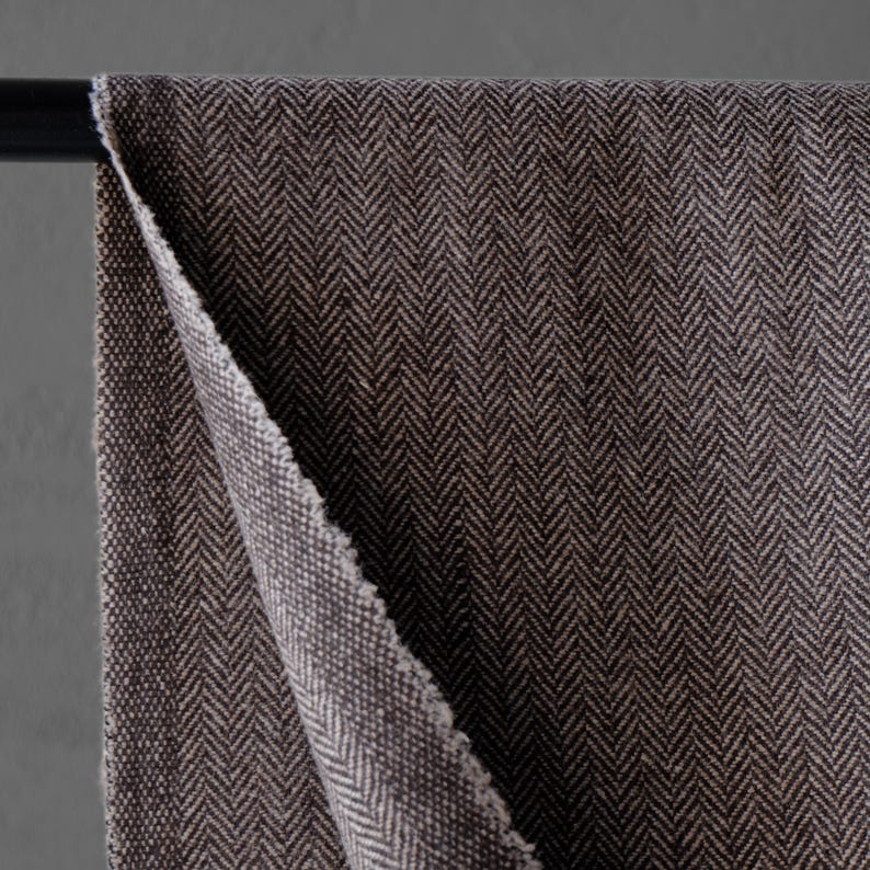 Yak Wool Herringbone Tweed Fabric by the yard: Brown, 58" Wide, 373 GSM image 8