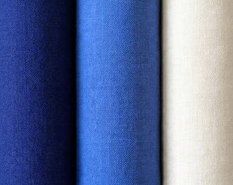 Indigo Hemp Herringbone Fabric with Black Selvedge | 54" wide | 240 GSM