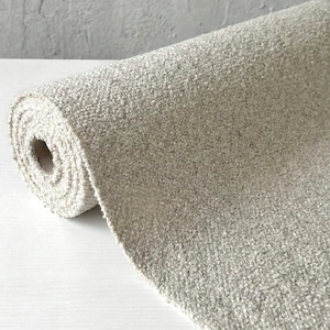 Greige Yak Wool Bouclé Fabric By The Yard: Handloom 44" Wide, 370 GSM