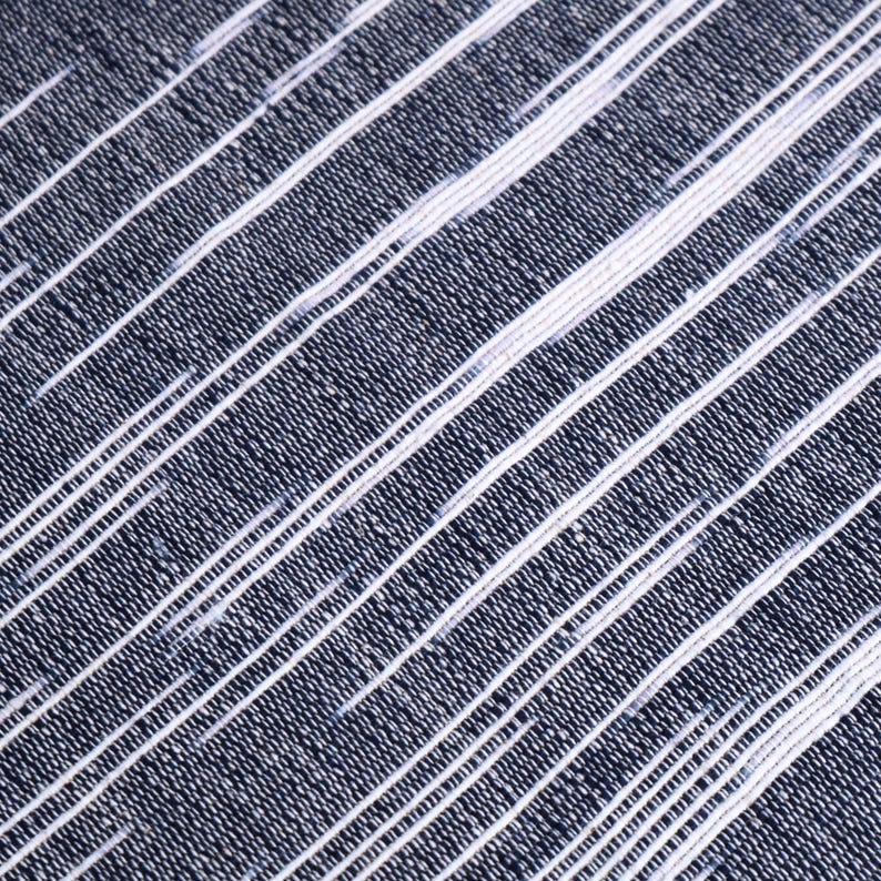 Indigo Handwoven Kasuri Fabric, 45" Wide, 300 GSM image 3