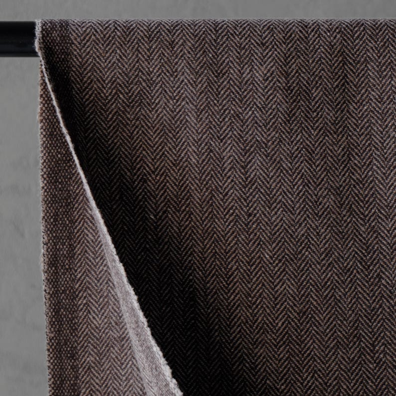 Yak Wool Herringbone Tweed Fabric by the yard: Brown, 58" Wide, 373 GSM image 2