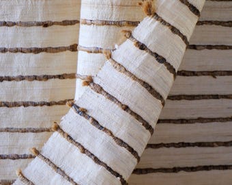 Undyed Bronze Tussar Silk Noil Striped Fabric | 280 GSM | 44” Wide