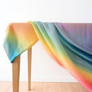 Rainbow tie-dye on Mulberry Ghazi silk fabric by the yard, 44 inches wide, 110 GSM image 2