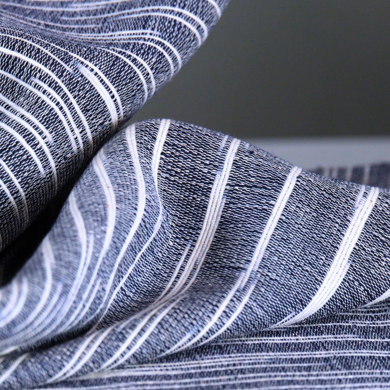 Indigo Handwoven Kasuri Fabric, 45" Wide, 300 GSM image 9