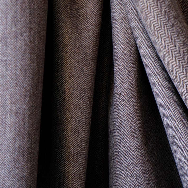 Yak Wool Herringbone Tweed Fabric by the yard: Brown, 58" Wide, 373 GSM image 7