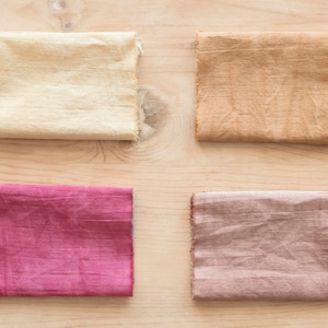 Naturally Dyed Handwoven Fabric Samples - 5 samples, Turmeric, Madder Root, Brazilwood, Pomegranate Skin and Catechu dyed samples, 40s count