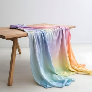 Rainbow tie-dye on Mulberry Ghazi silk fabric by the yard, 44 inches wide, 110 GSM image 3