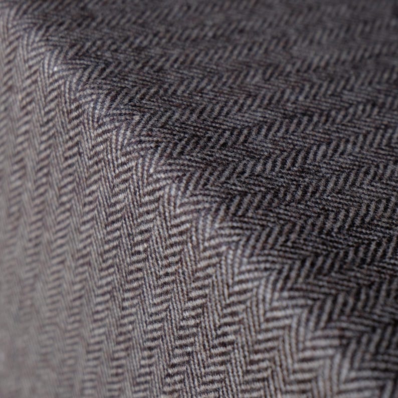 Yak Wool Herringbone Tweed Fabric by the yard: Brown, 58" Wide, 373 GSM image 5