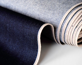 Washed Indigo Selvedge Denim Fabric - 33" Wide, 415 GSM (13 oz)