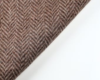 Pure Yak Wool Herringbone Tweed Fabric by the yard, 53" inches wide, 320 GSM