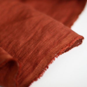 Rust Orange/Brick Red Linen Fabric by the yard, 58 inches wide, 40s lea, 140 GSM image 6