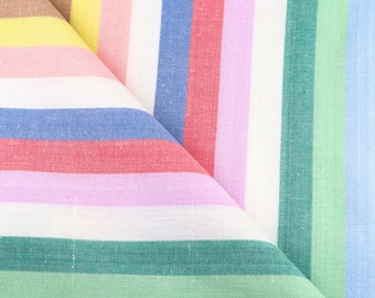 Handwoven Pastel Striped Bengal Cotton Fabric by the yard, 45" inches wide, 130 GSM