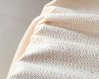 Cotton + Linen Blend Greige Herringbone Fabric | 240 GSM | 54” inches Wide