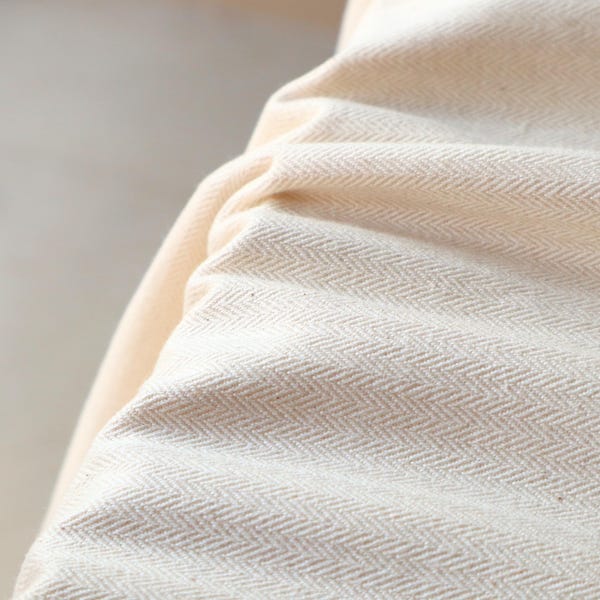 Cotton + Linen Blend Greige Herringbone Fabric | 240 GSM | 54” inches Wide