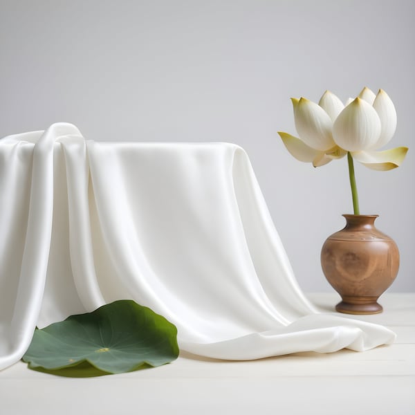 Tissu de soie de lotus naturel par mètre, 44 pouces de large, 109 g/m², soie végétalienne, soie biologique, soie non violente, certifié Oeko-Tex