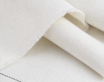 Stone-washed White Organic Cotton Denim Fabric by the yard, 58 inches wide, 271 GSM