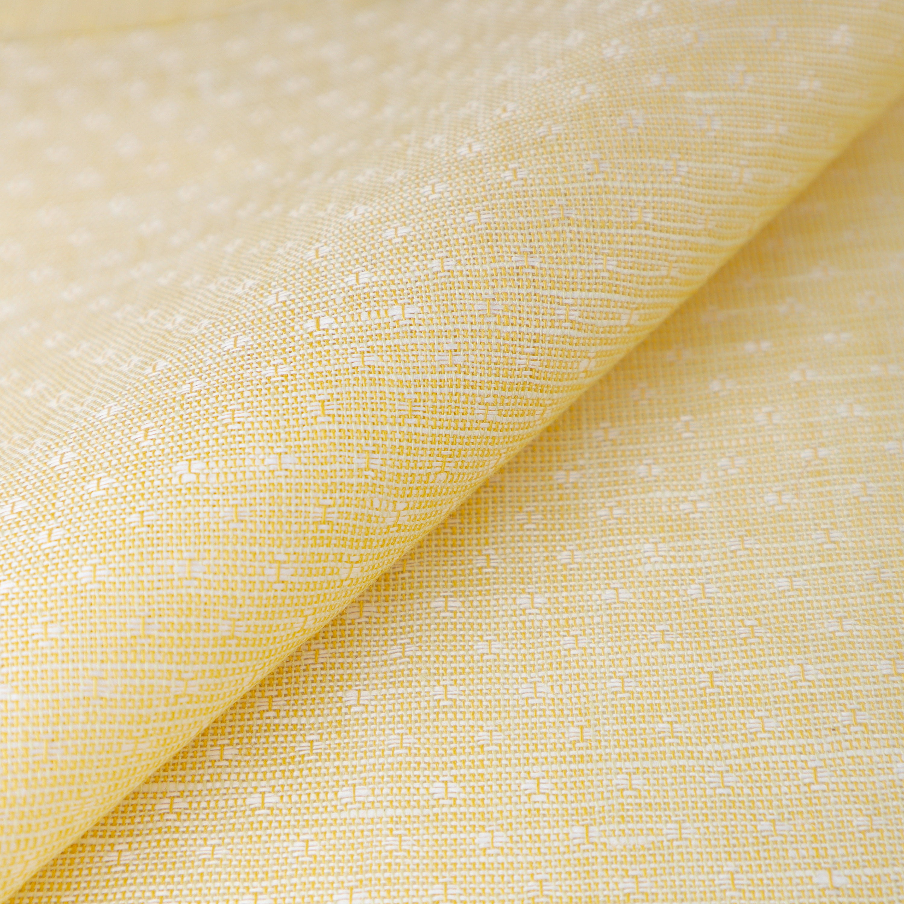 Warm Yellow Pure Linen Dobby Fabric by the yard, 58 inches wide, 170 GSM